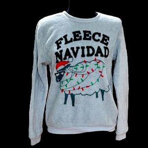 Cold Rush Soft Christmas Lamb “Fleece Navidad” Crew Neck Sweatshirt, Women’s XS